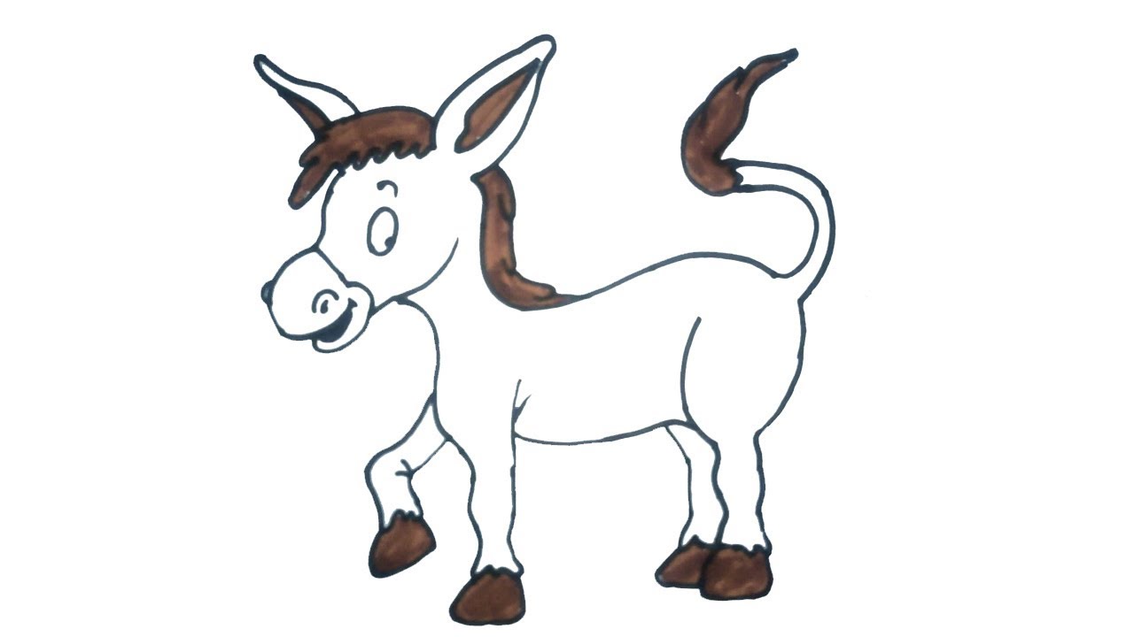 1280x720 How To Draw A Donkey Easy Step - Donkey Drawing