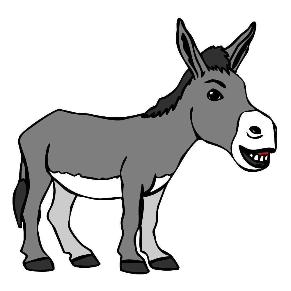 1000x1000 Donkey Cartoon Drawing In Steps With Photoshop - Donkey Drawing