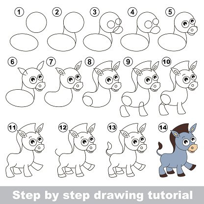 Donkey Drawing Easy at PaintingValley.com | Explore collection of ...