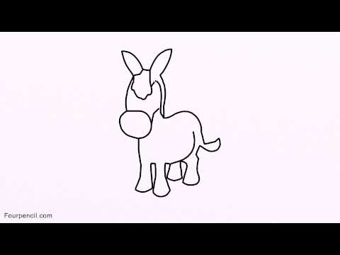 480x360 How To Draw Donkey Easy Drawing For Kids Step - Donkey Drawing Easy