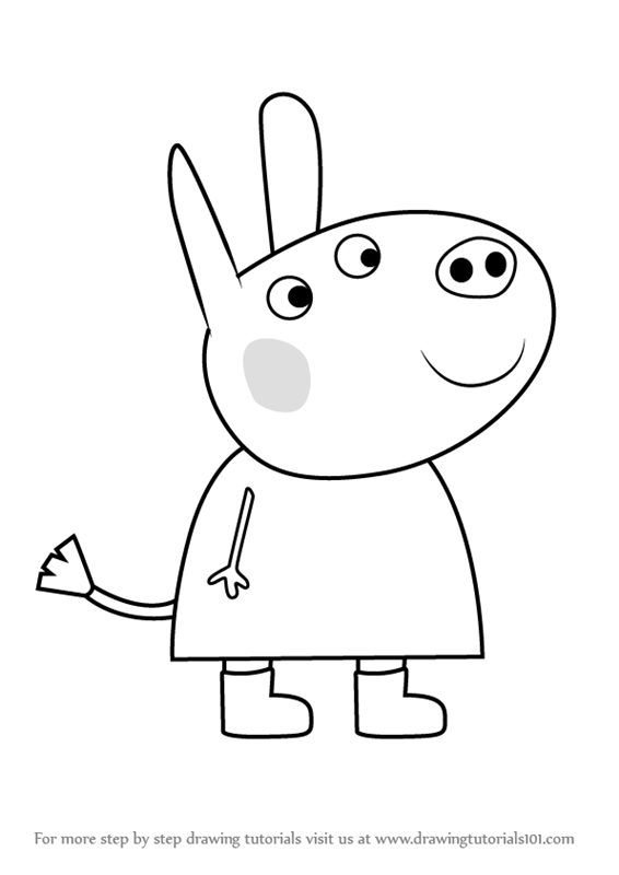 566x800 Learn How To Draw Delphine Donkey From Peppa Pig - Donkey Drawing Easy
