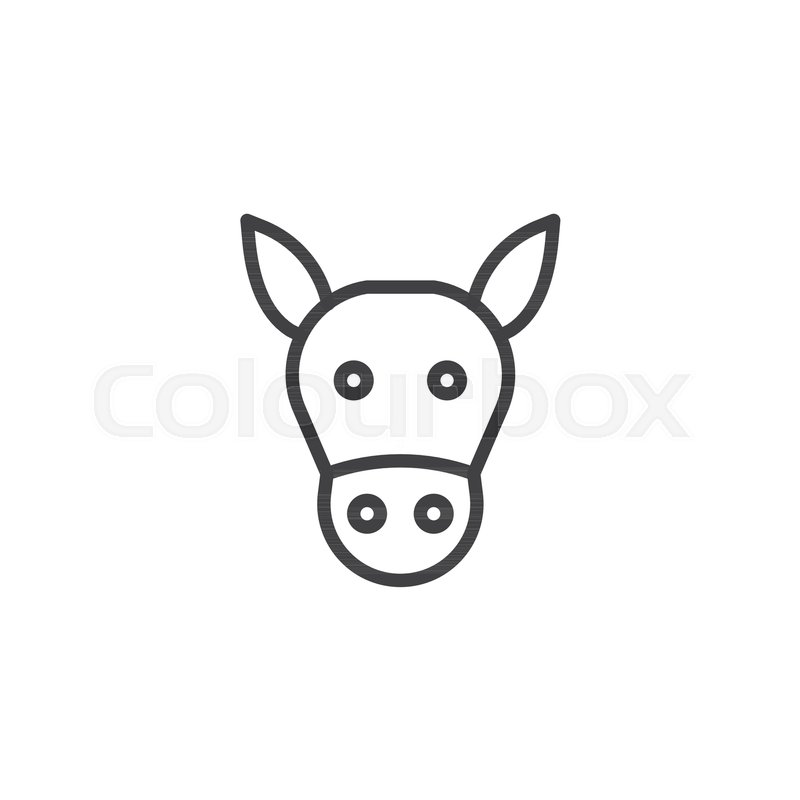 800x800 Donkey Head Line Icon, Outline Vector Stock Vector Colourbox - Donkey Drawing Outline