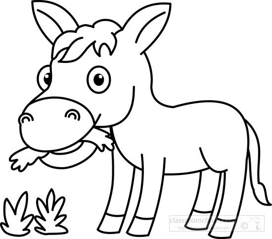 550x482 Grass Black And White Animals Clipart Donkey Eating Grass Black - Donkey Drawing Outline