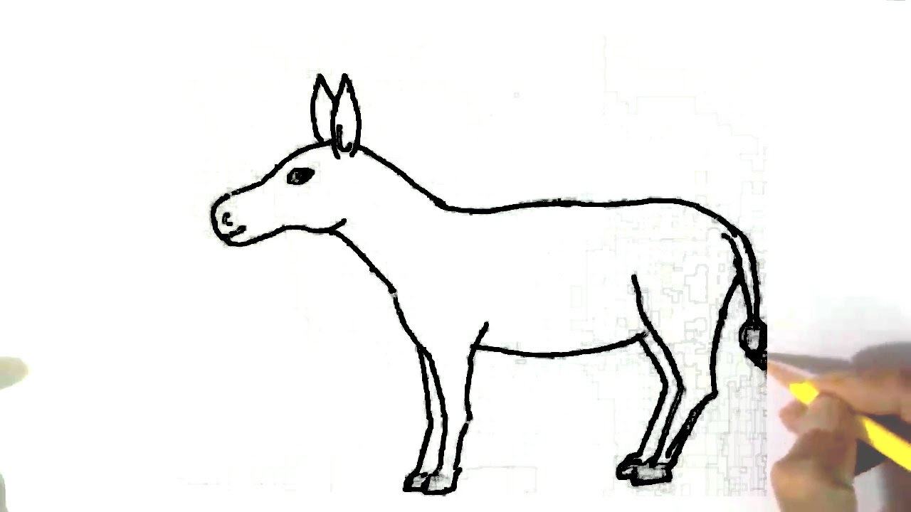 1280x720 How To Draw A Donkey - Donkey Drawing Outline