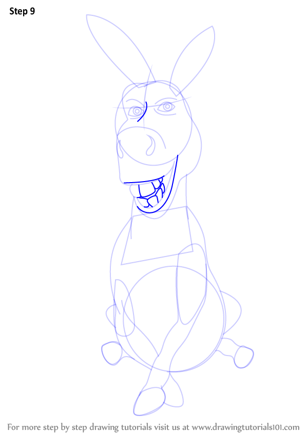 598x844 Learn How To Draw Donkey From Shrek - Donkey Drawing Outline