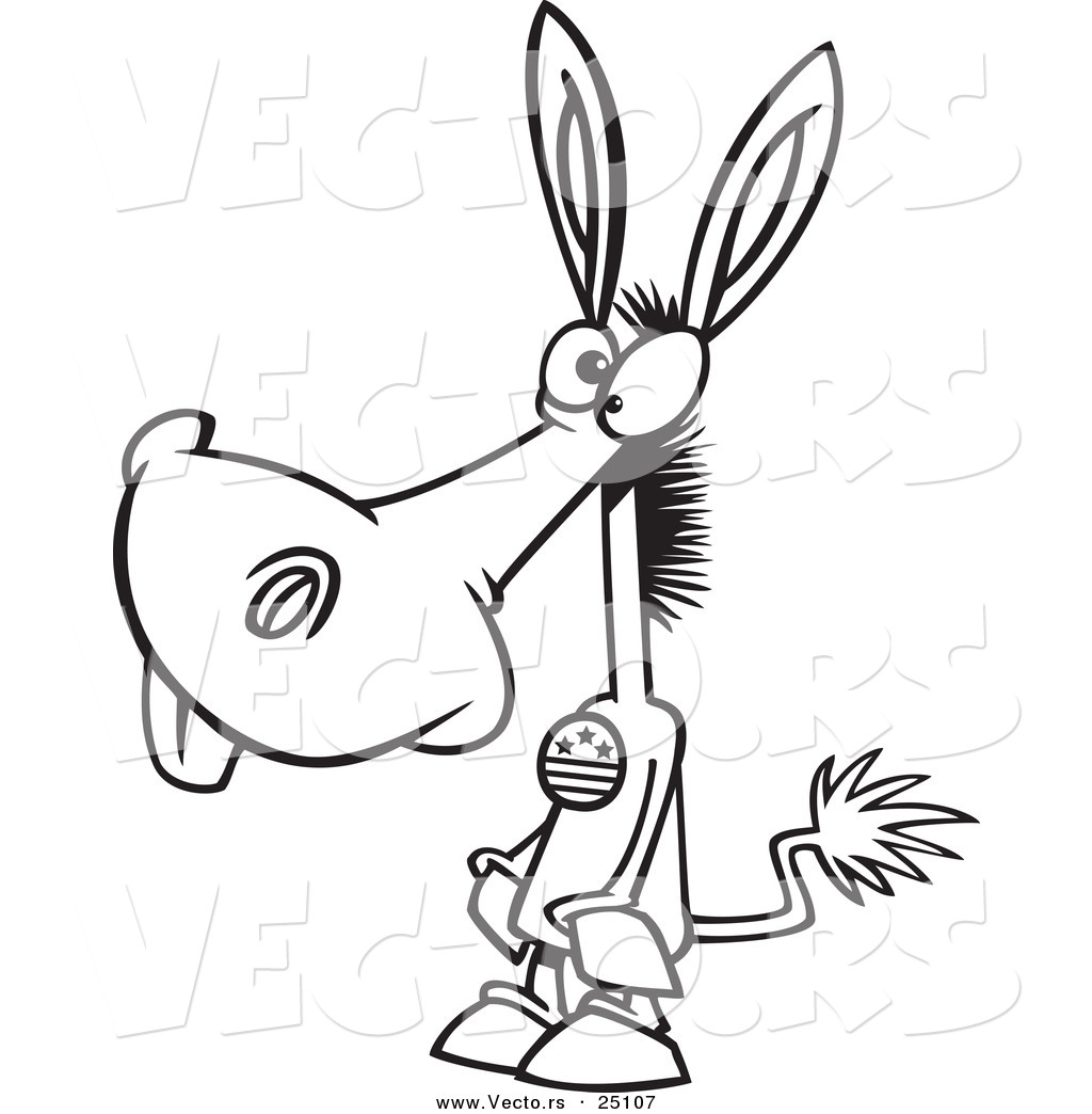 1024x1044 Cartoon Donkeys Drawings Vector Of A Cartoon Democratic Donkey - Donkey Drawing Outline