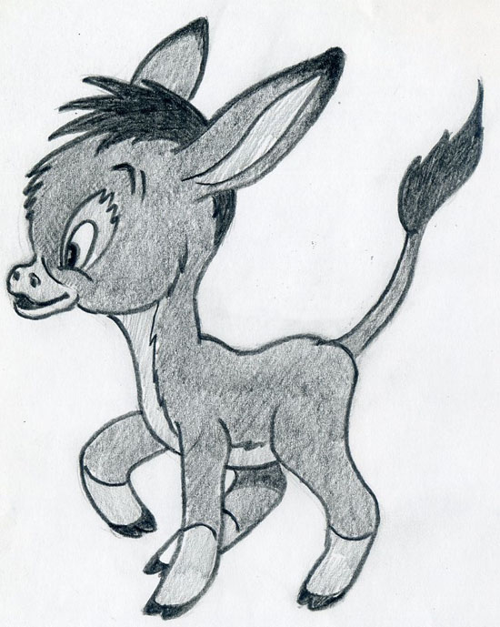 550x689 Let's Draw Cartoon Donkey Cute And Lovely Few Easy St - Donkey Face Drawing