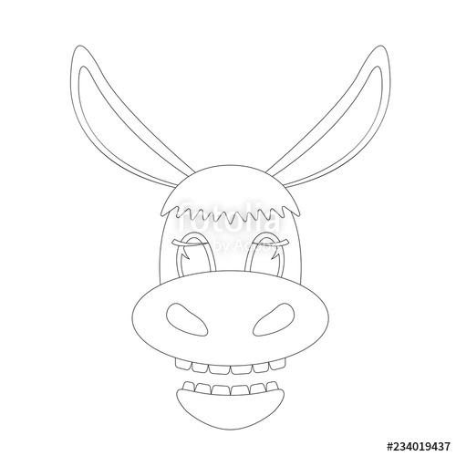 500x500 Donkey Cartoon Face Lining Draw Stock Image And Royalty Free - Donkey Face Drawing