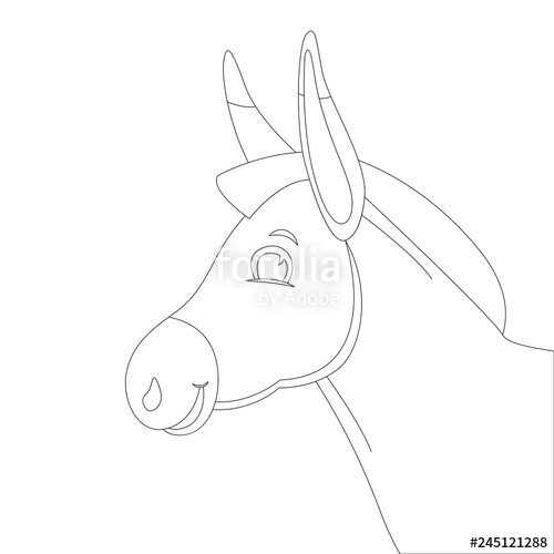 500x500 Cartoon Donkey Head, Vector Illustrationlining Draw,profile - Donkey Head Drawing