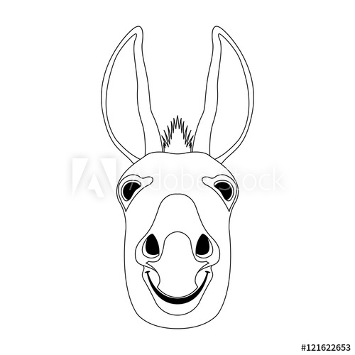 500x500 Donkey Head Face Vector Coloring Book - Donkey Head Drawing