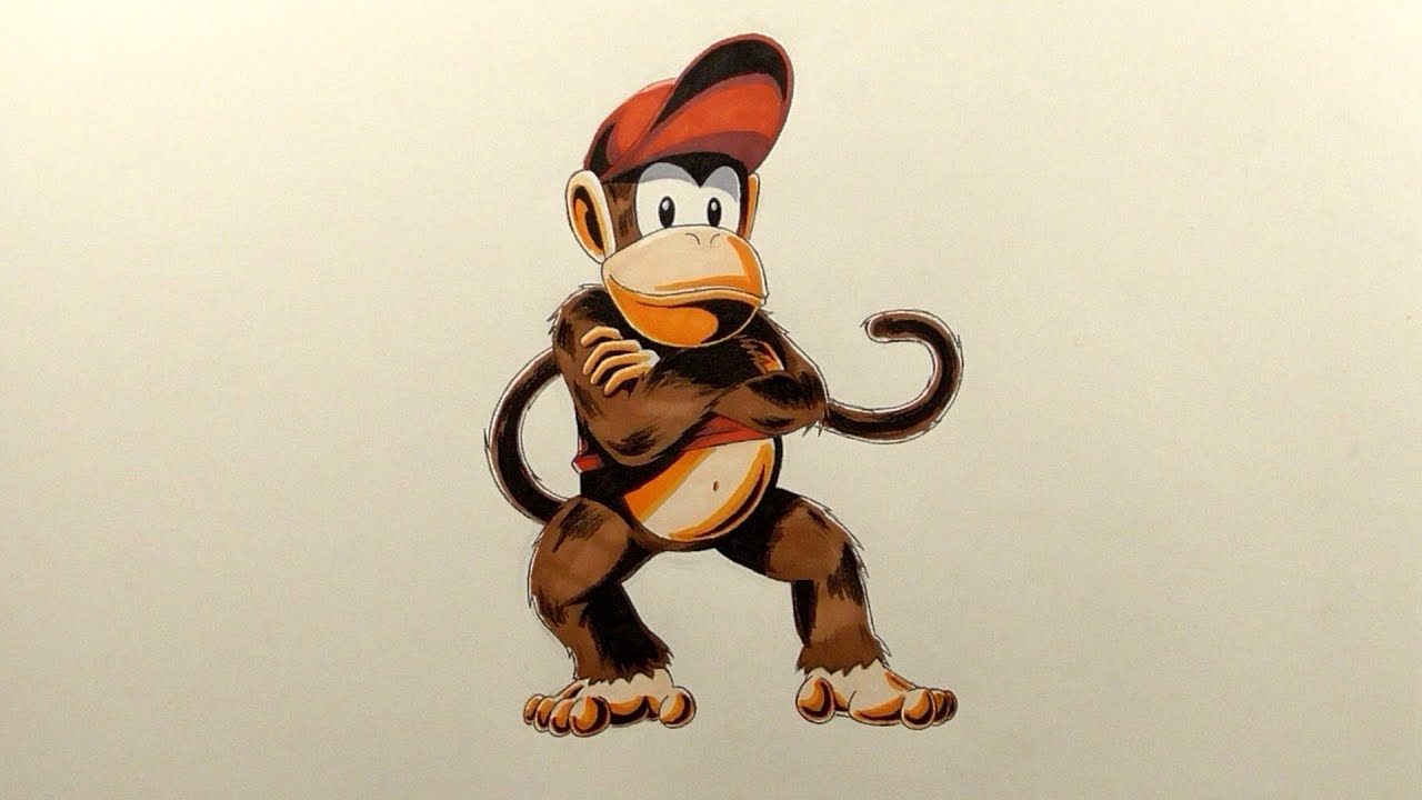 1280x720 Drawing Diddy Kong - Donkey Kong Drawing