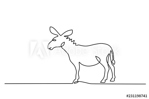 500x334 continuous one line drawing donkey in modern minimalistic style - Donkey Line Drawing