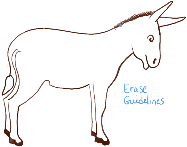 650x512 how to draw cartoon donkeys mules with simple steps lesson how - Donkey Line Drawing