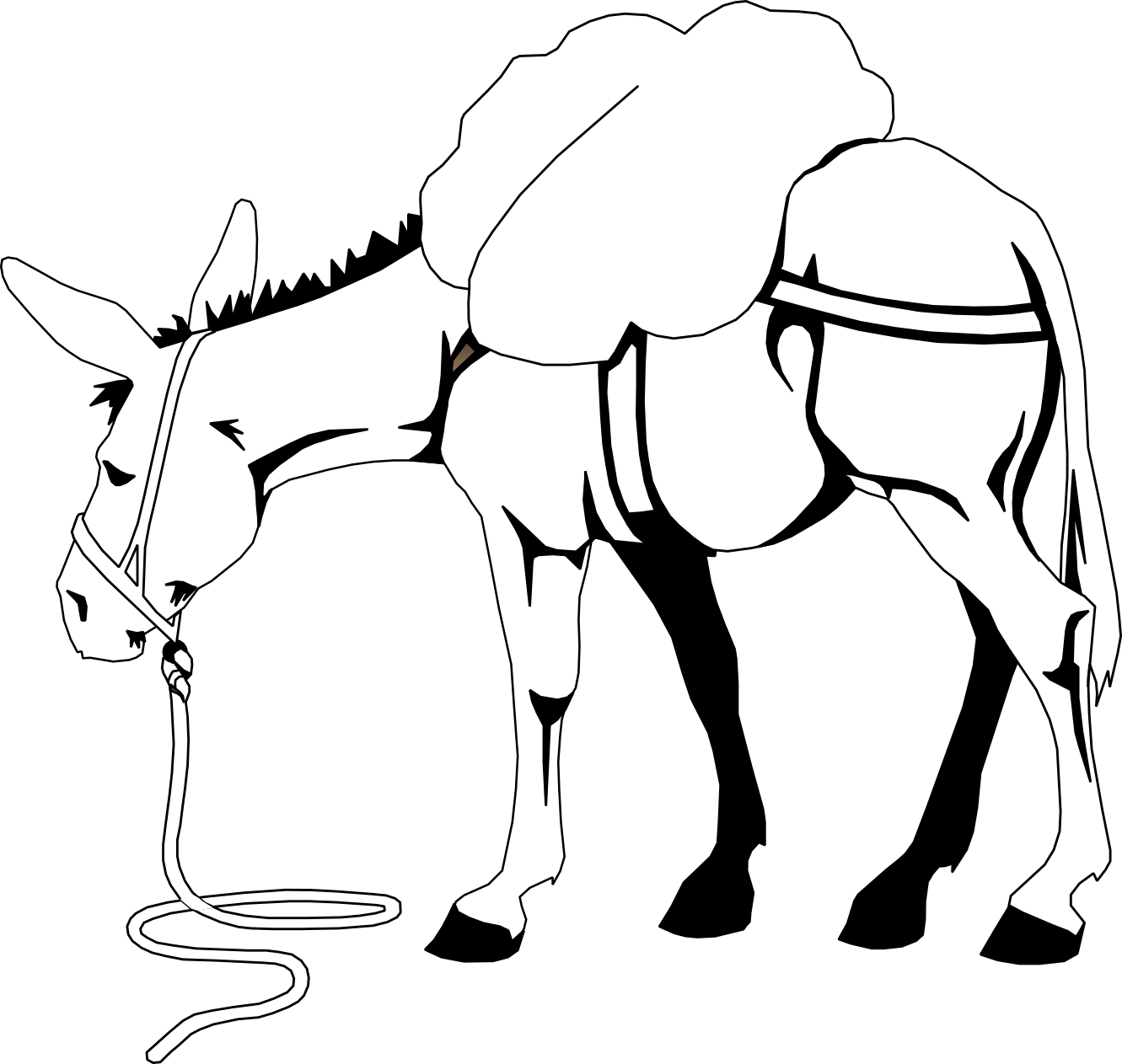 1331x1263 Mule Drawing Free Download On Unixtitan - Donkey Line Drawing