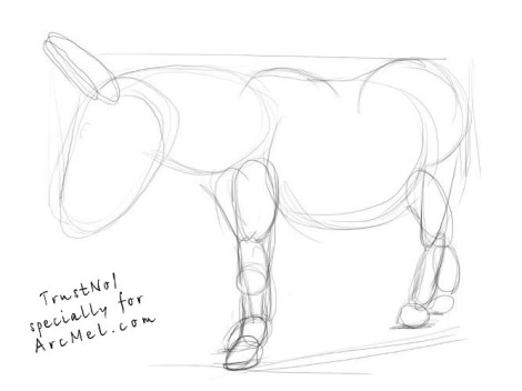 470x352 Donkey Drawings - Donkey Line Drawing