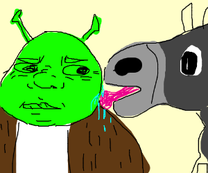 300x250 Shrek Gets Licked - Donkey Shrek Drawing