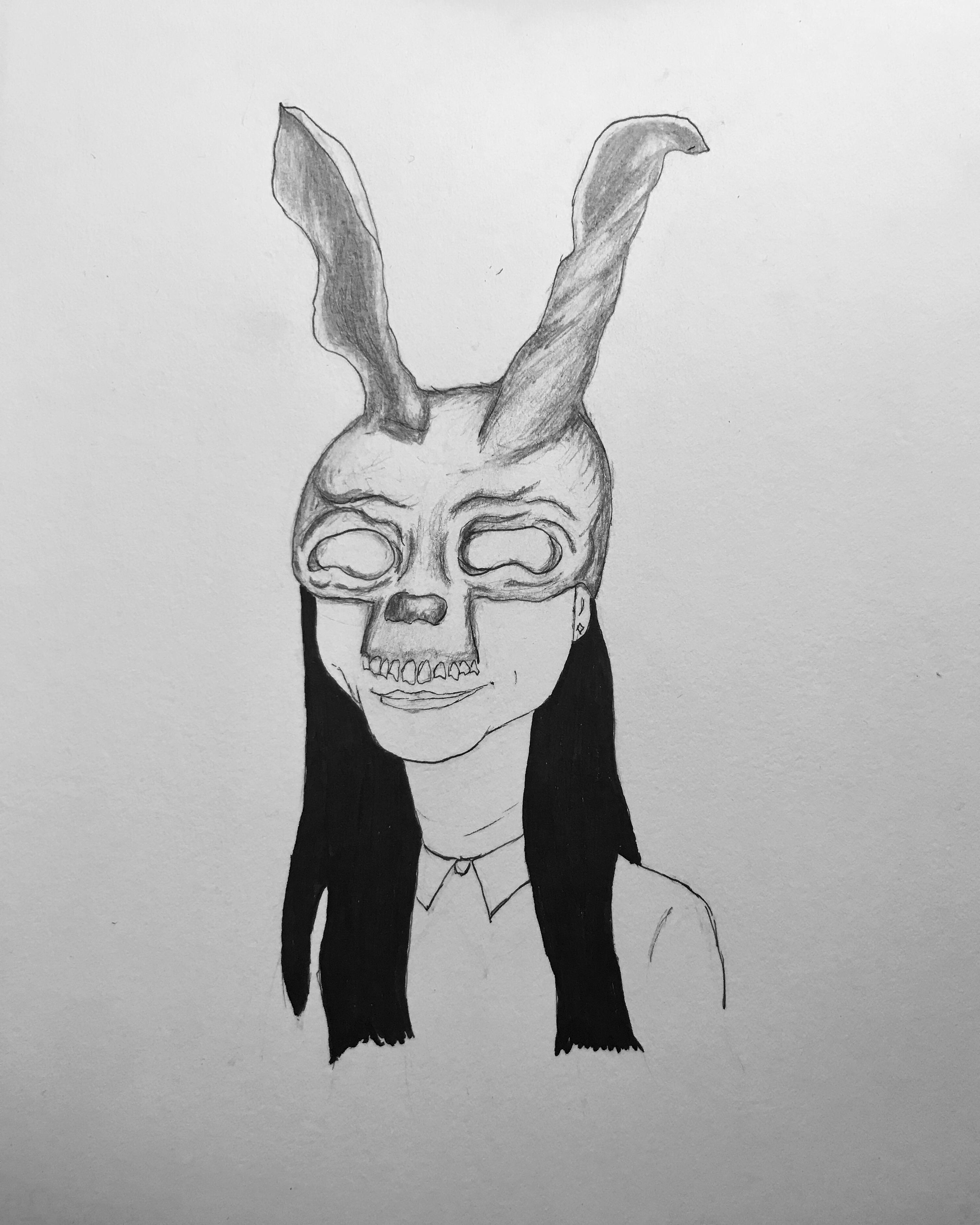 3024x3780 self portrait with a partial donnie darko mask drawing - Donnie Darko Drawing