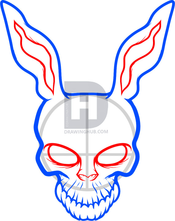 570x720 how to draw frank the rabbit, donnie darko, step - Donnie Darko Frank Drawing