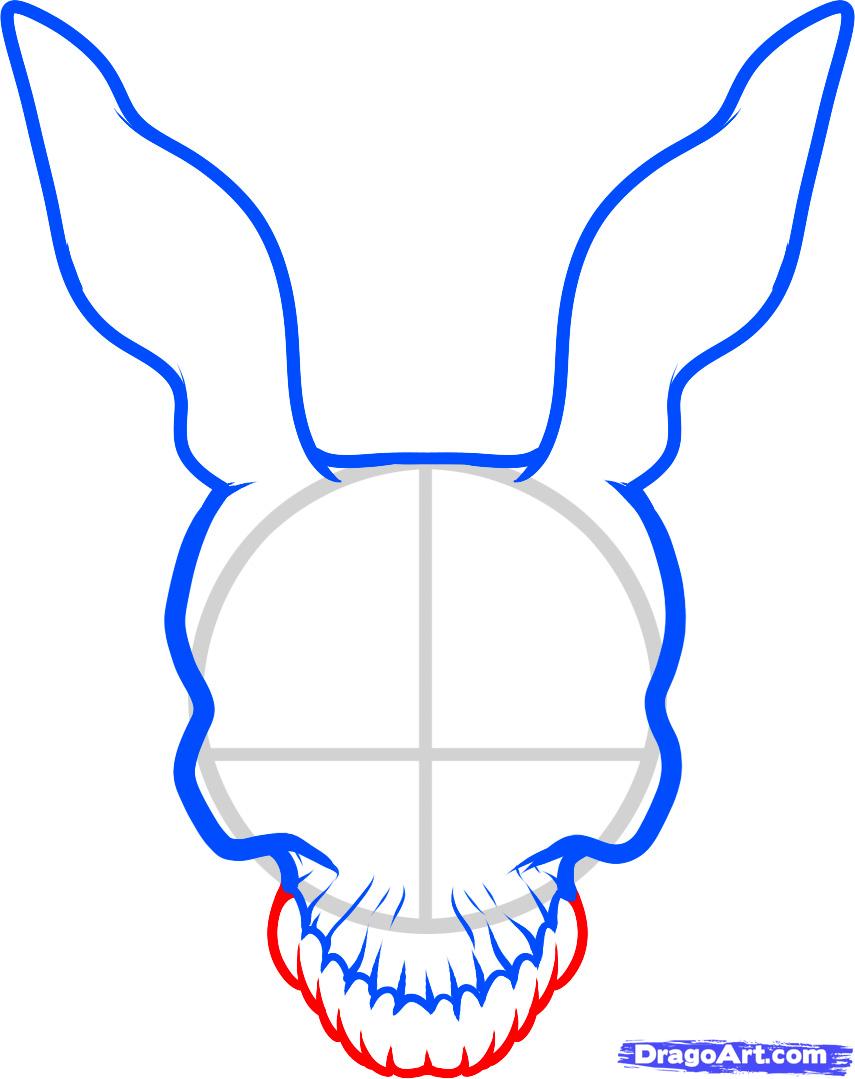855x1079 how to draw frank the rabbit, donnie darko, step - Donnie Darko Frank Drawing