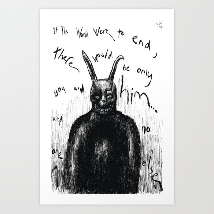700x700 Donnie Darko Frank The Rabbit Only You And Him Art Print - Donnie Darko Rabbit Drawing