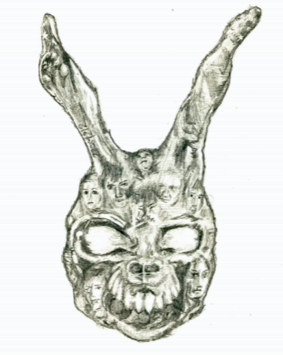 413x517 Sketches Frank The Rabbit - Donnie Darko Rabbit Drawing