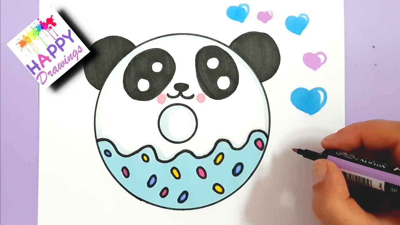 1280x720 how to draw a cute panda donut easy step - Donut Drawing