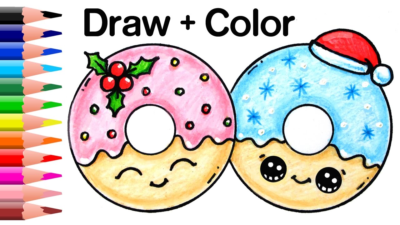 1280x720 how to draw christmas donuts easy and cute - Donut Drawing