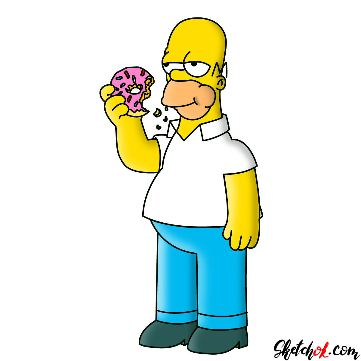 1200x1200 how to draw homer simpson eating a donut - Donut Drawing