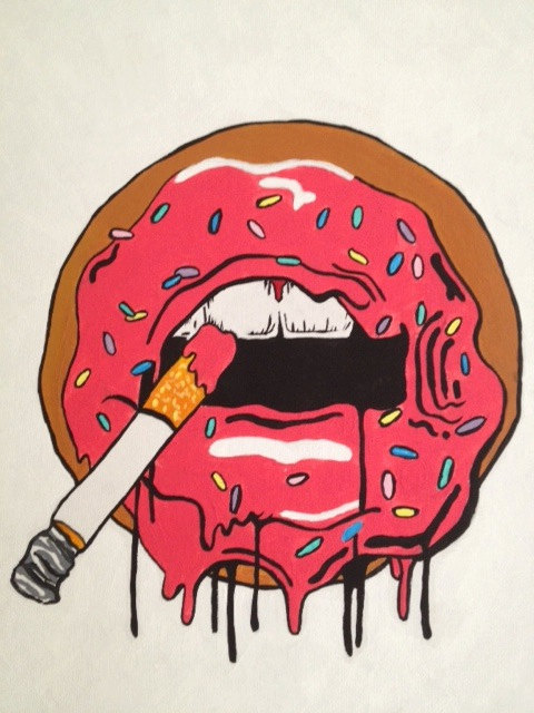 480x640 trippy acrylic painting smoking donut - Donut Drawing