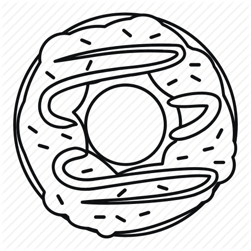 512x512 chocolate, donut, food, isolated, line, outline, sugar icon - Donut Line Drawing