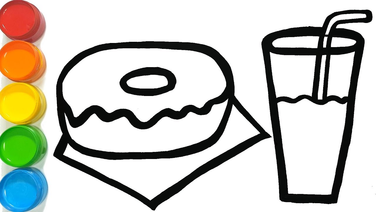 1280x720 donut juice coloring and drawing learn colors for kids jolly toy - Donut Line Drawing