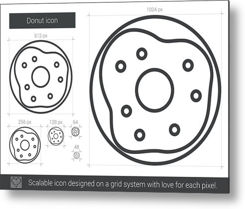 493x421 donut line icon metal print - Donut Line Drawing