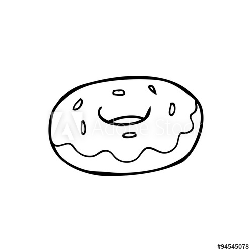 500x500 line drawing cartoon donut - Donut Line Drawing