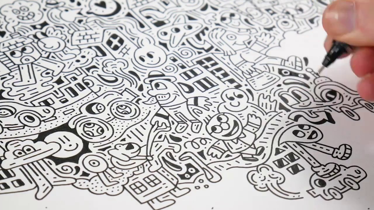 1280x720 Drawing A Doodle Town - Doodle Drawing