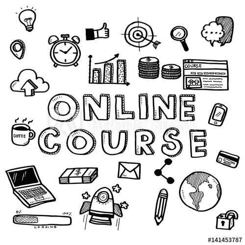 500x500 Hand Draw Business Doodles Online Course Icons And Words Set - Doodle Drawing Online