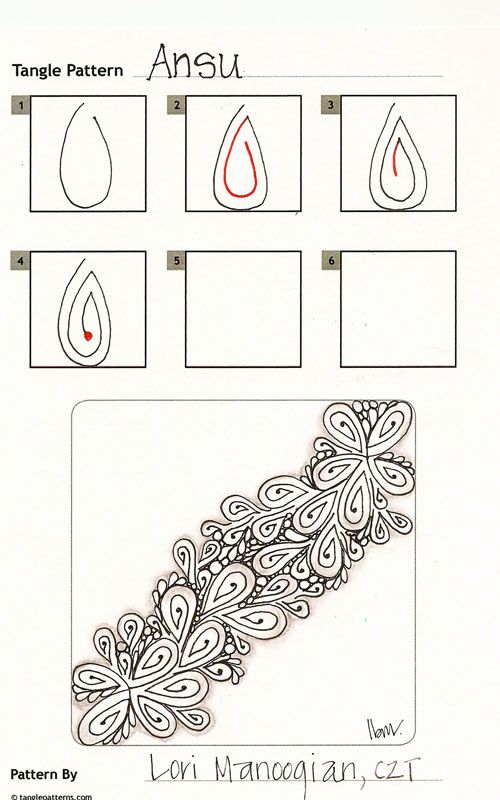 500x800 Online Instructions For Drawing Lori Manoogian's Zentangle - Doodle Drawing Online