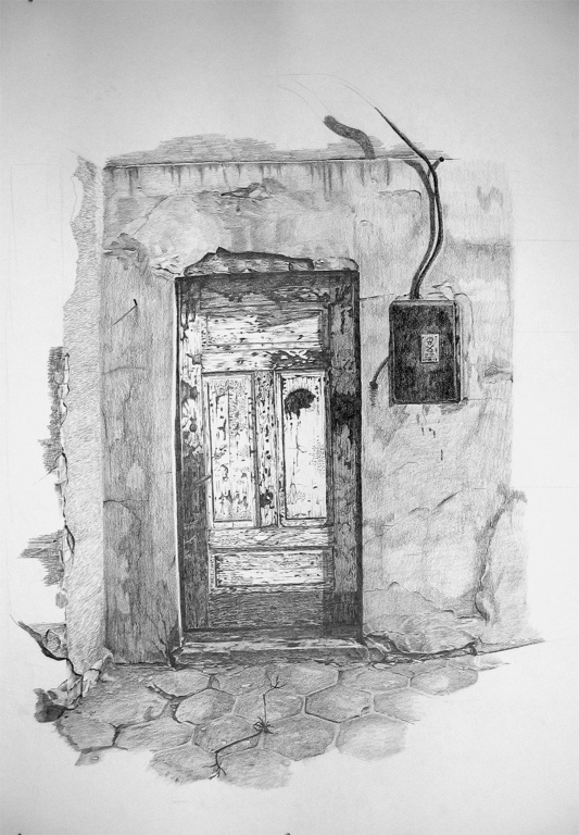 533x768 Pencil Drawings Chris Nowicki - Door Drawing