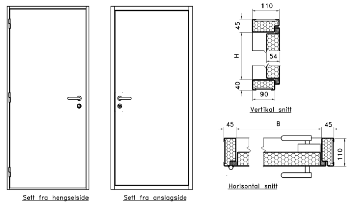 698x412 Blast Door Norfo Bga - Door Frame Drawing