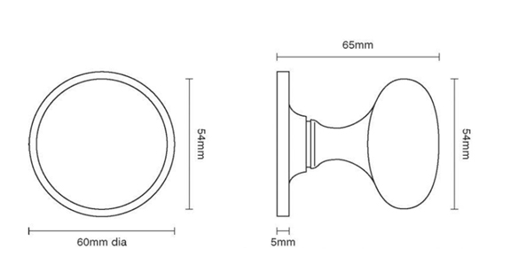 593x316 Plain Cushion Door Knob Set - Door Knob Drawing