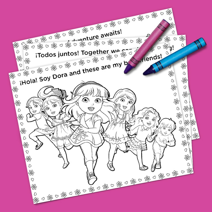 736x736 dora playing with friends coloring - Dora And Friends Drawing