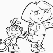 220x220 dora with her friend boots the monkey coloring pages - Dora And Friends Drawing