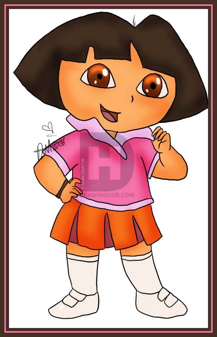 700x1086 how to draw dora the explorer, step - Dora Drawing