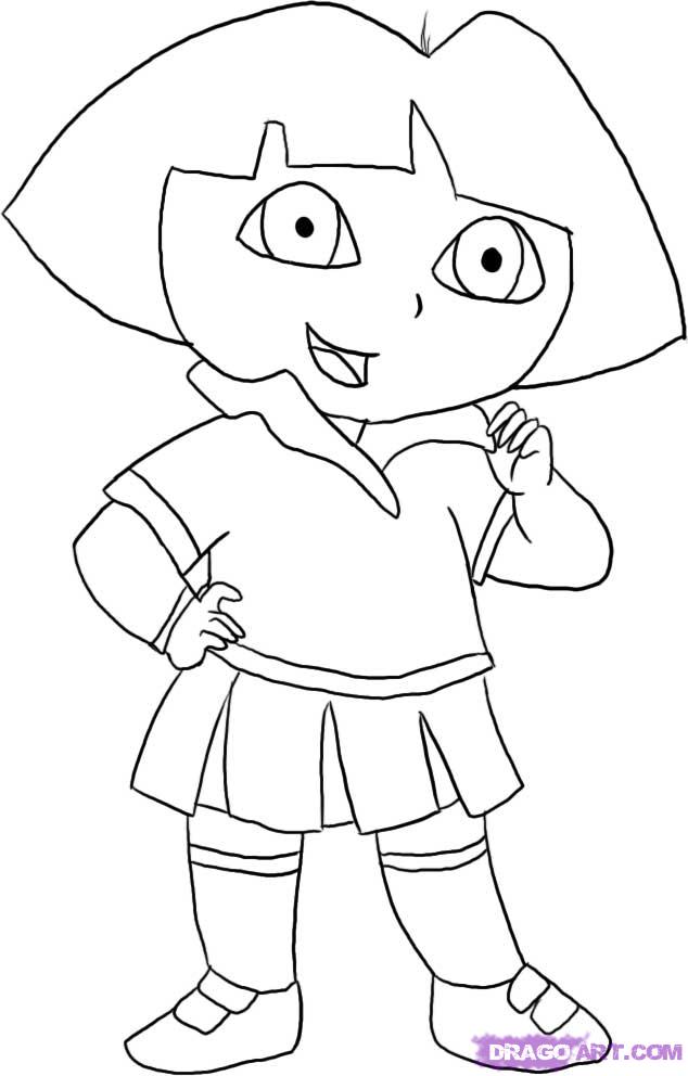 634x992 how to draw dora the explorer, step - Dora Drawing