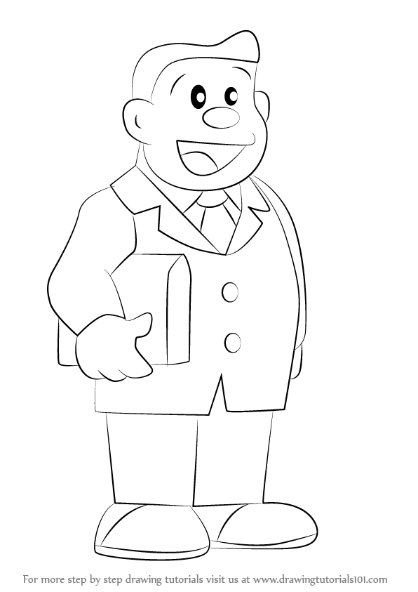 596x843 Learn How To Draw Nobisuke Nobi From Doraemon - Doraemon Drawing
