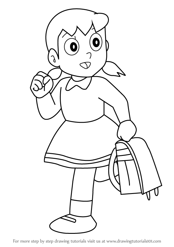 596x843 Learn How To Draw Shizuka From Doraemon - Doraemon Drawing