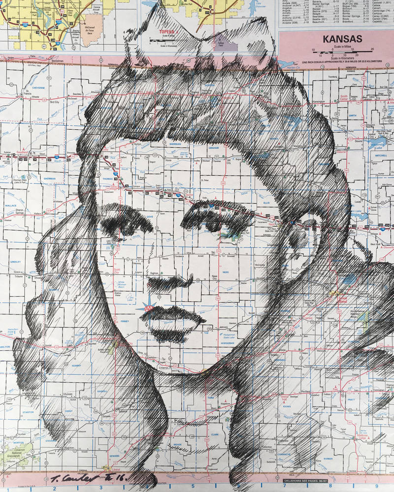800x1000 wizard of oz dorothy drawing on kansas map - Dorothy Drawing