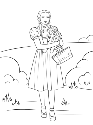 358x480 Dorothy Holding Toto Coloring - Dorothy Wizard Of Oz Drawing