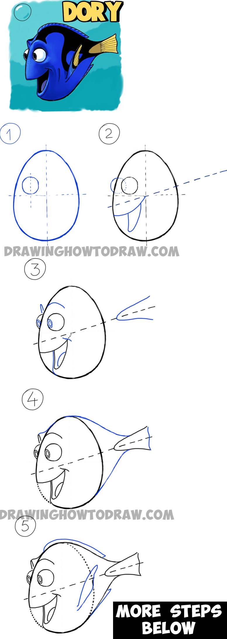 777x2186 how to draw dory from pixars finding nemo in easy steps drawing - Dory And Nemo Drawing