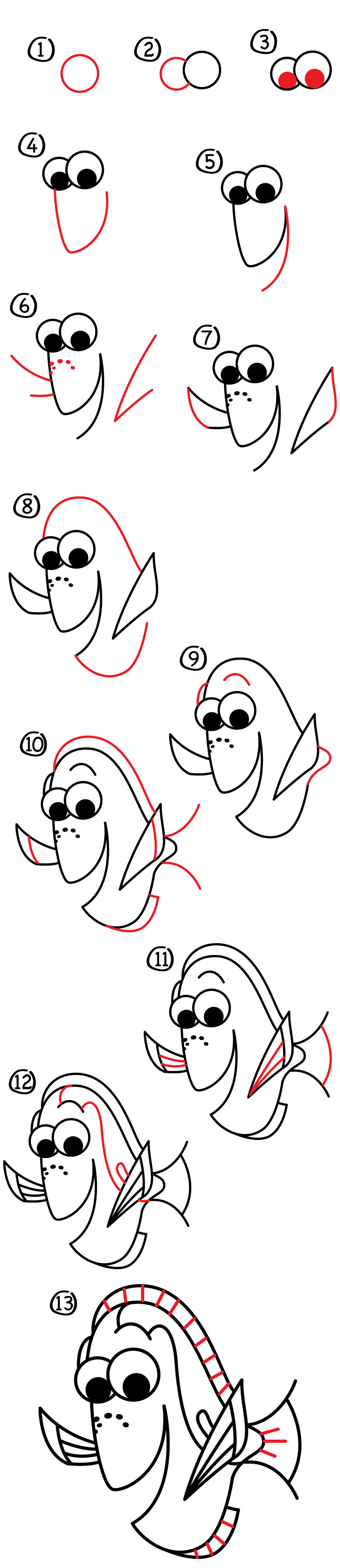 750x3458 how to draw dory - Dory Drawing