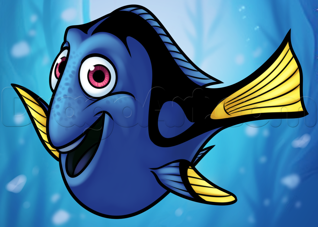 1053x751 how to draw dory from finding dory, step - Dory Drawing